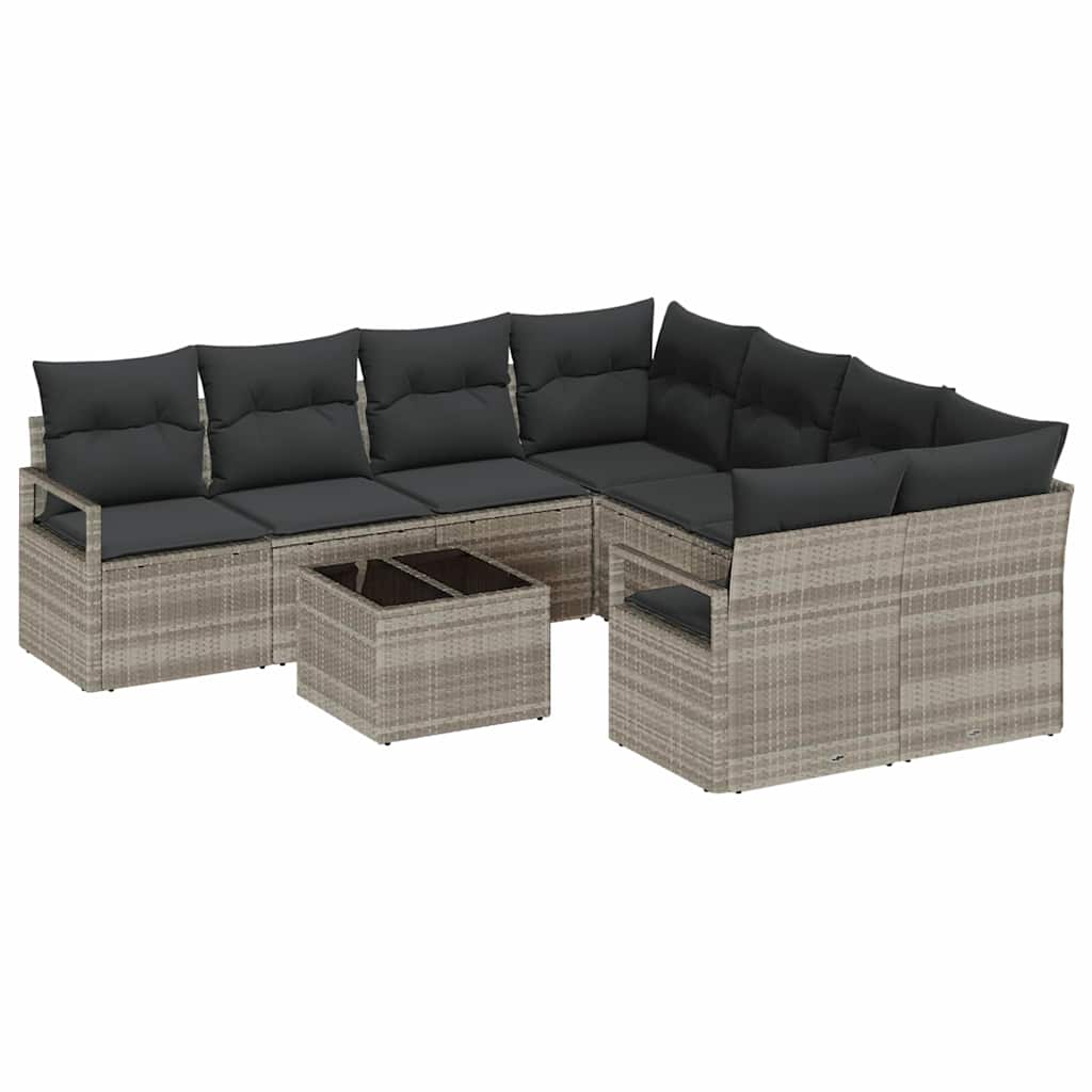 Garten-Sofa-Set 9 pcs Hellgrau und Dunkelgrau 55 x 55 x 37 cm